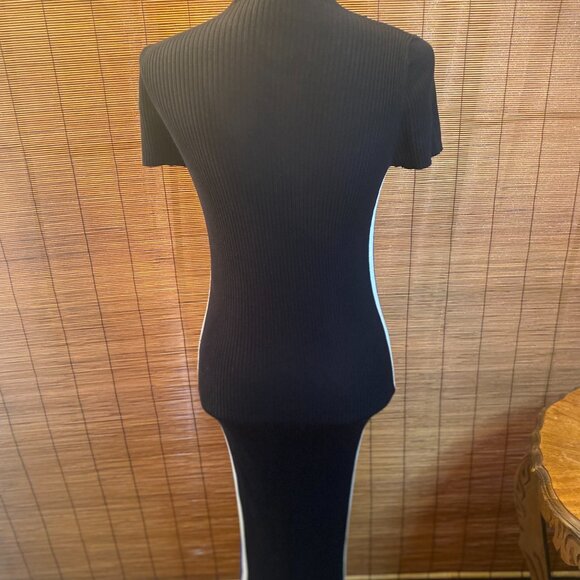 Zara Knit Black Maxi Mock Turtleneck Dress with Racing Stripe Size Med EUC - Picture 4 of 7